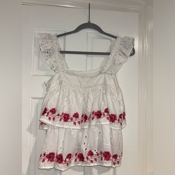 Misa Los Angeles Tops - Misa Los Angeles White and floral blouse